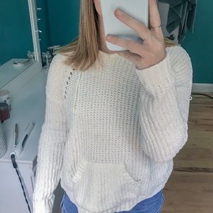 hooded white sweater